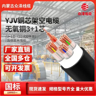 众泽YJV电缆国标铜3+1芯16-300平方充电桩工程动力阻燃低压1米