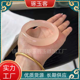 冰种阿富汗玉藕粉手镯少女款正圈阿富汗玉石镯子直播货源批发