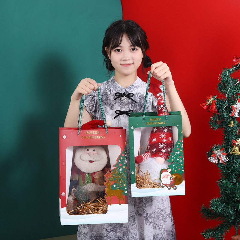 Los fabricantes transfronterizos en stock bolsa de regalo de Navidad bolso Nochebuena Apple embalaje bolsa de regalo bolsa de papel de Navidad