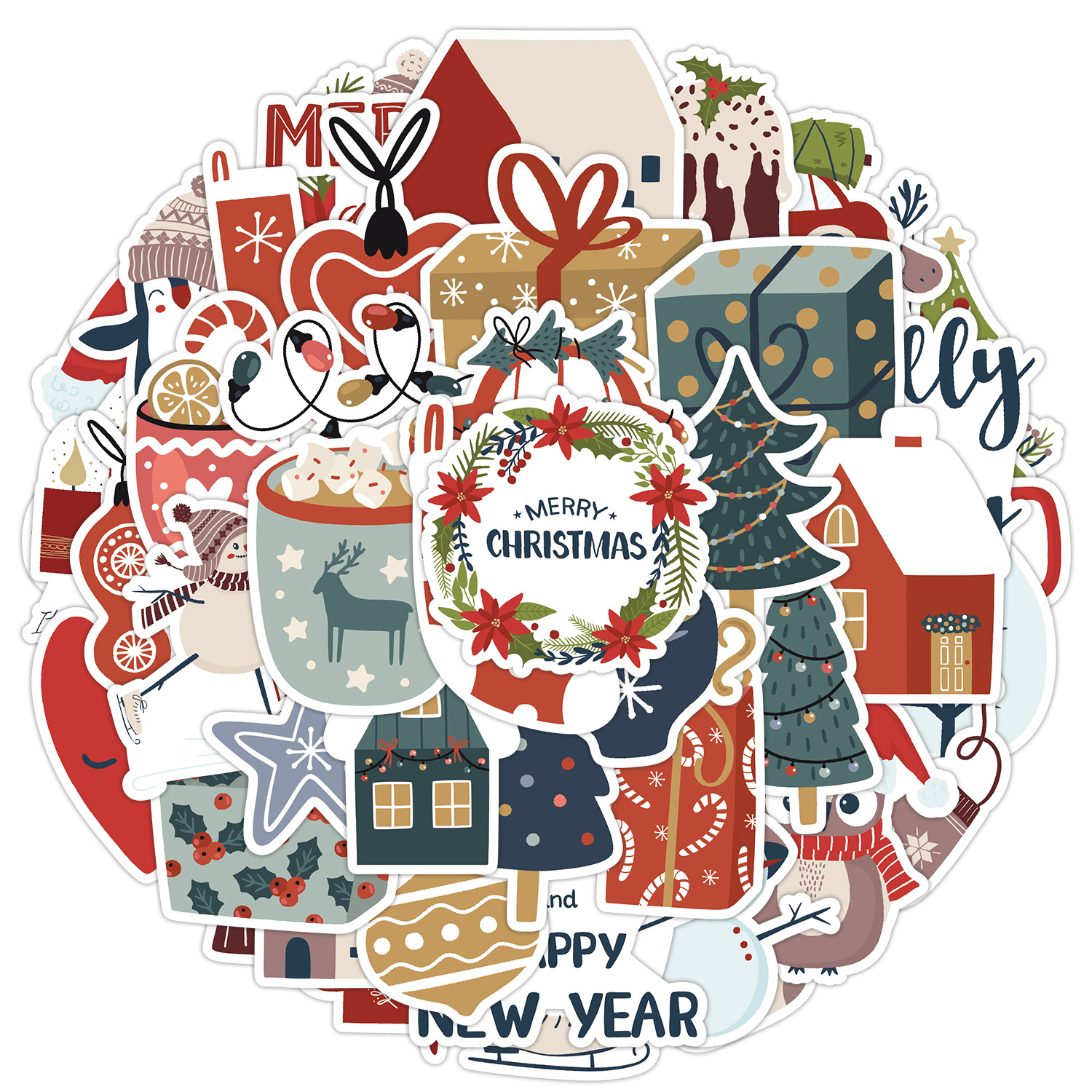 50 nueva Navidad graffiti pegatinas coche teléfono móvil hervidor pegatinas decorativas impermeable diario pegatinas al por mayor
