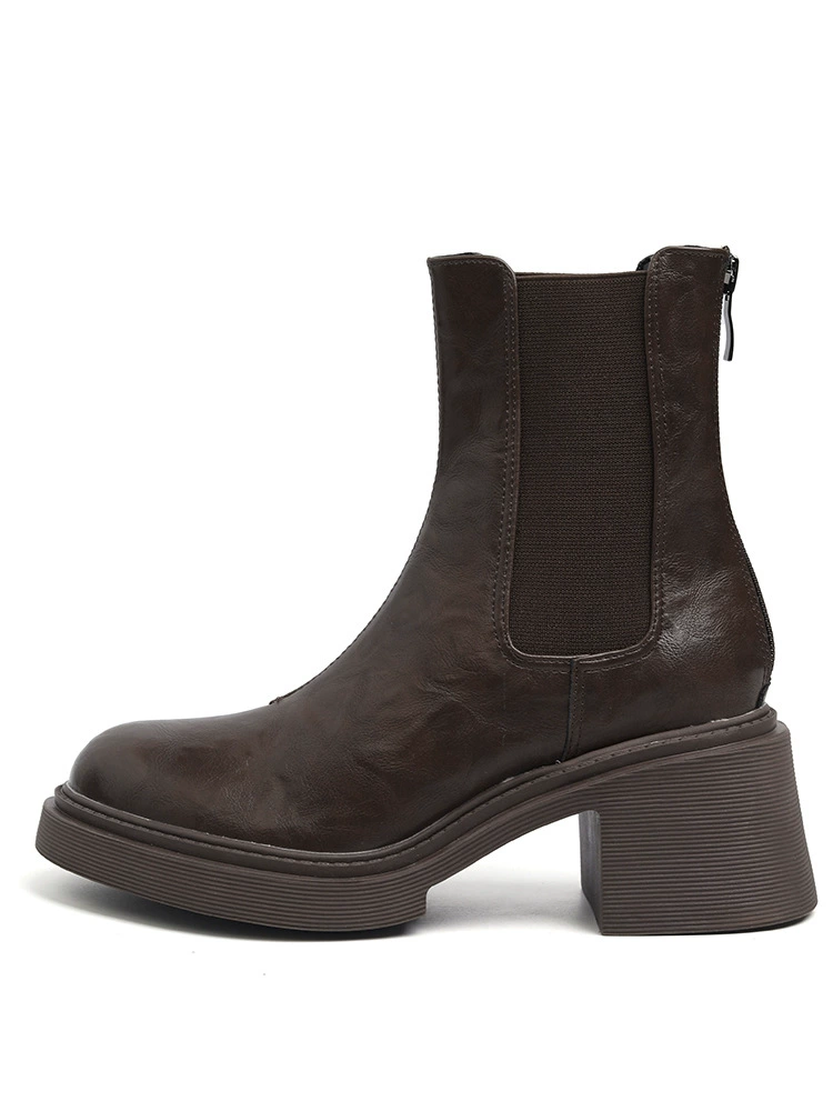 Martens, leather boots platform, elastic chelsea with zipper