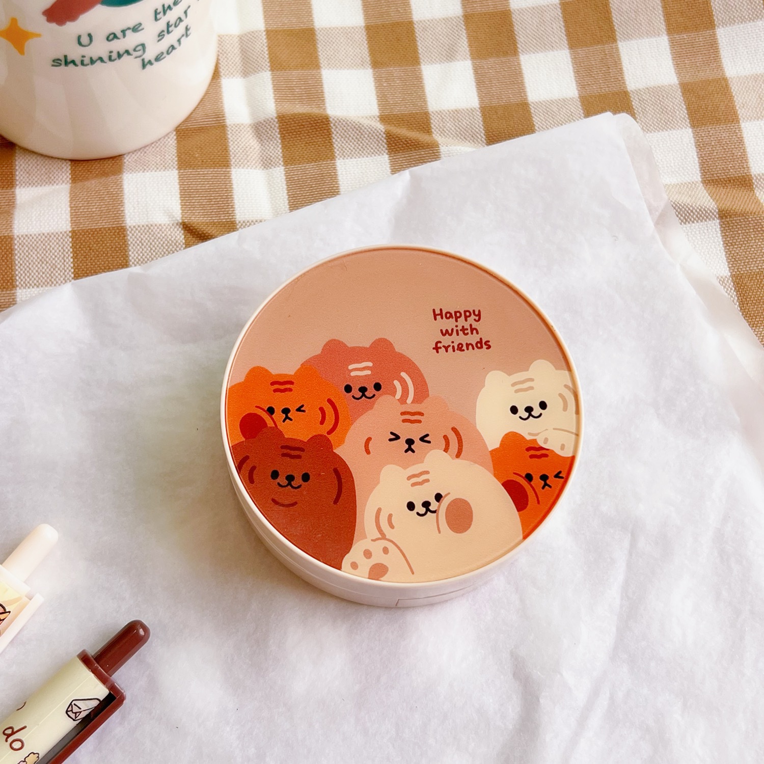 Contact lens case portable cute simple female beauty pupil creamcolored bear cutepicture5