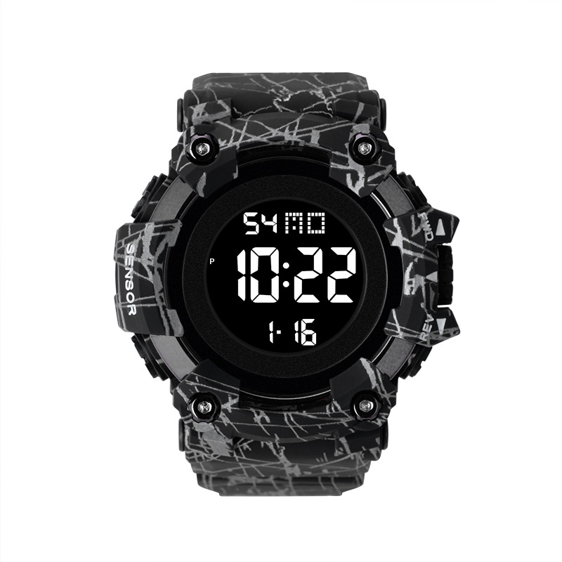 Amazon moda gran dial reloj electrónico estudiante masculino moda impermeable alarma luminosa deportes estilo reloj electrónico