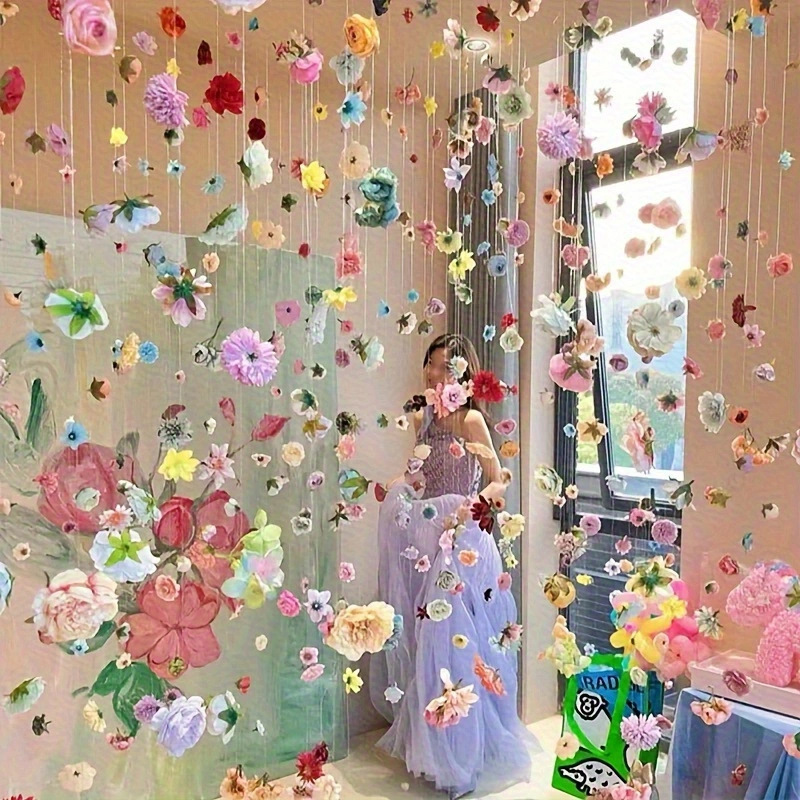 クロスボーダー手作り DIY カラフルな吊り下げ模擬花屋内装飾 DIY 革新的な花カーテンに適しています|undefined