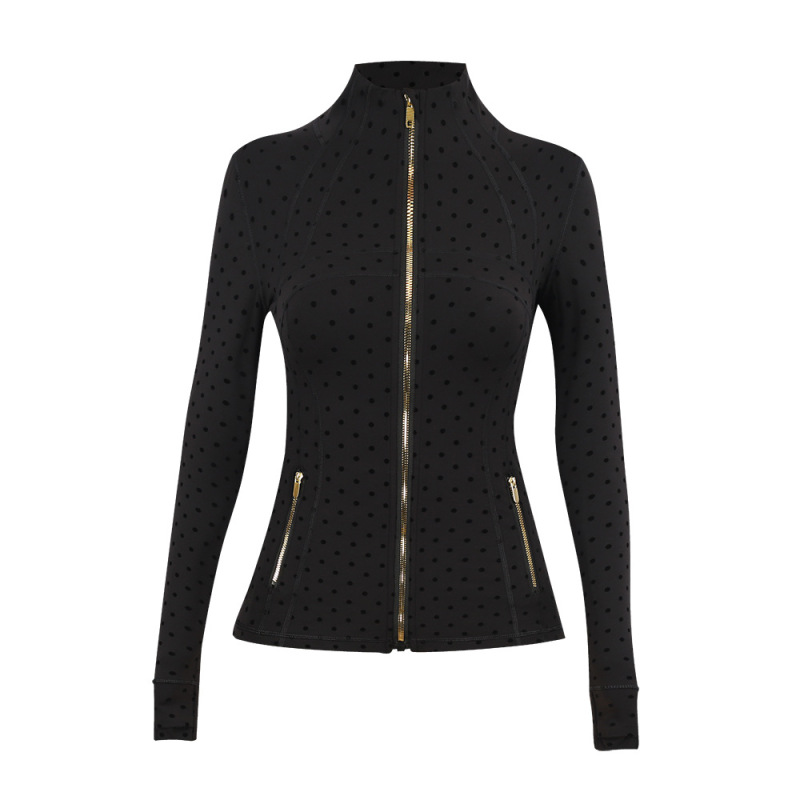 [in Stock] Ld Spotted Jacket Women's Yoga Coat Fitness Wear Breathable Slim Fit Sports Jacket