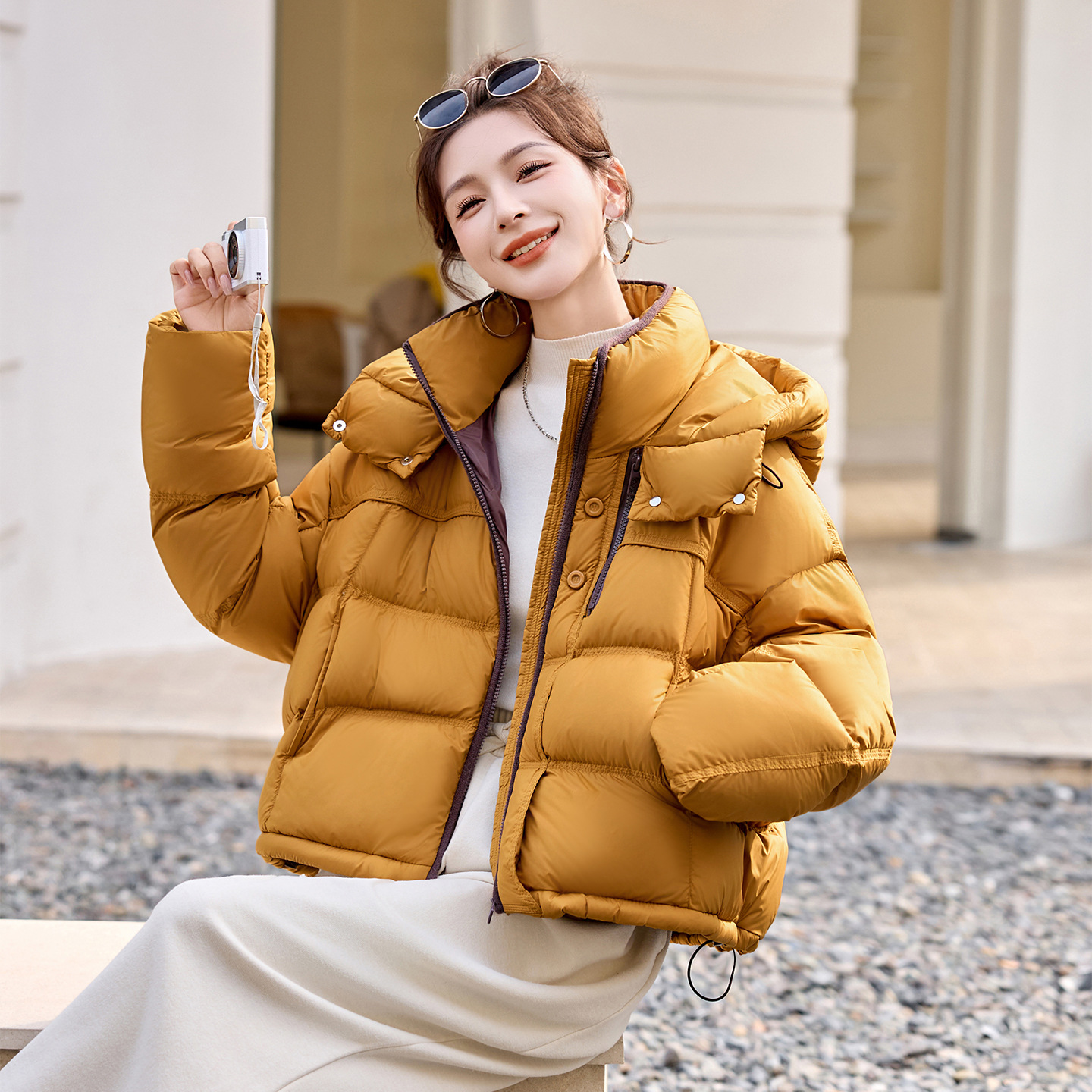 短款连帽羽绒服女高级感2025新款爆款小个子气质减龄韩系冬装外套