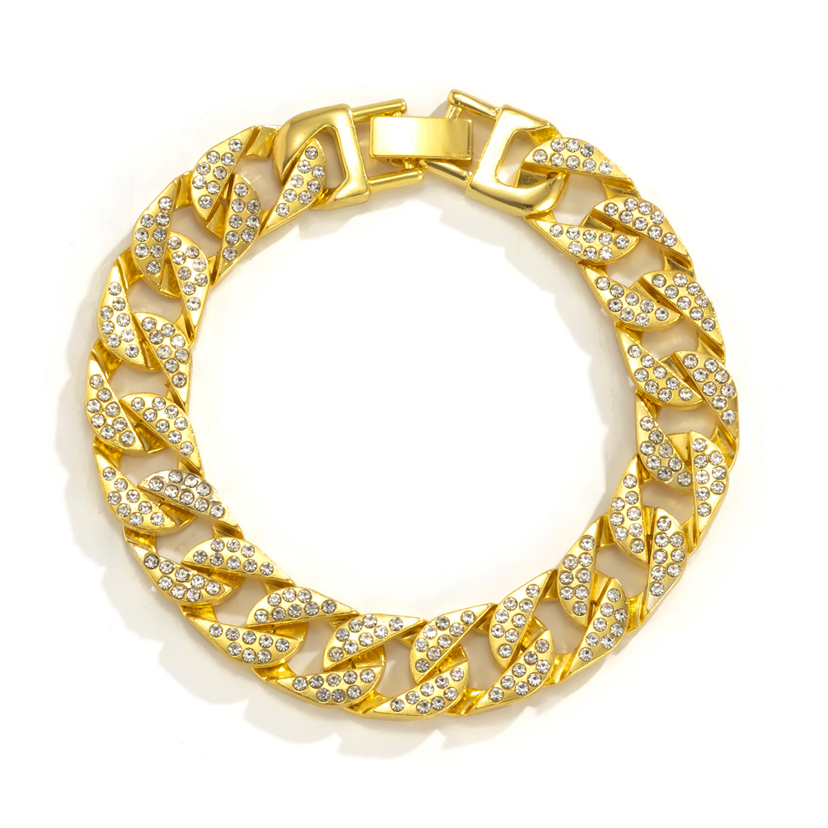 Bijoux Hip-hop pour femmes, chaîne cubaine entièrement en diamant avec boucle à pression en strass ajourée, collier de clavicule_voghion.com