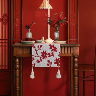 Yi Manqi Rhyme Nordic Jacquard Flower Table Flag Wedding Tassel Tea Flag Dining Flag Long Polyester Cotton Tablecloth Factory Direct Supply