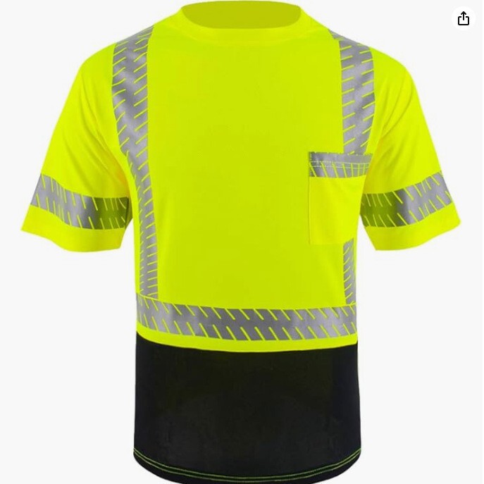 Reflective T-Shirt Manufacturer Direct Sales High Visibility High Brightness with Reflective Strips Multi-Color Splicing Black Bottom Structure Shirt