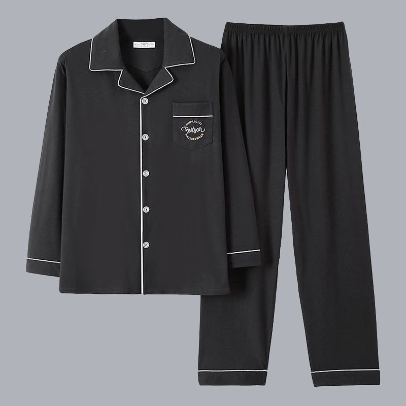 100% algodón pijamas de los hombres de primavera y otoño de manga larga traje de dos piezas más el tamaño suelto de la Juventud de los hombres homewear Delgado