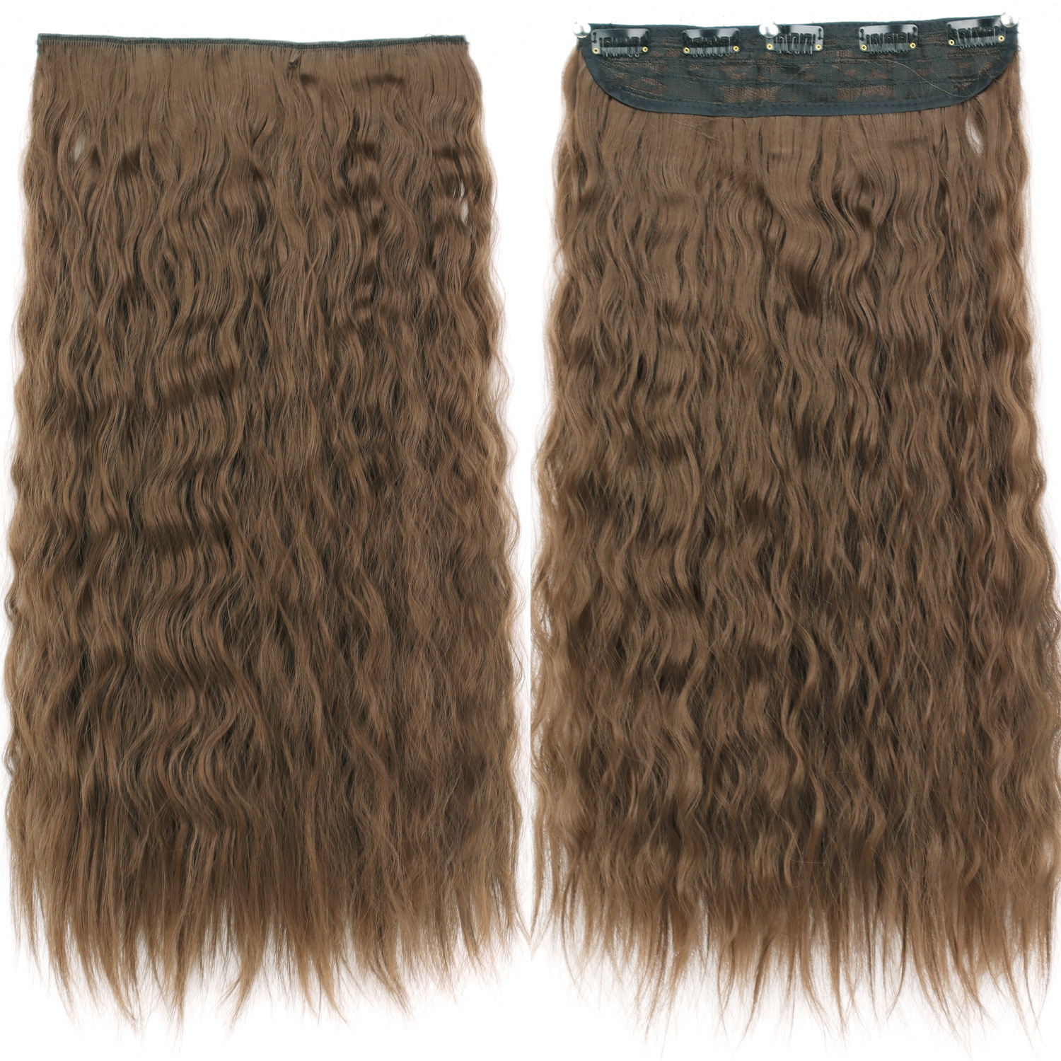 Peruca de cabello de mujer estilo de maíz caliente rizado largo de cabello de onda de cinco tarjetas