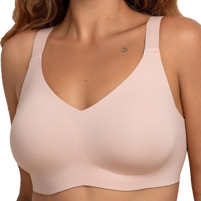 Comfelie Wireless Seamless Support Bra Super Plaid Sleep T-Shirt Bra for Big Breasts Comfelie Wireless Seamless Support Bra Super Plaid Sleep T-Shirt Bra for Big Breasts