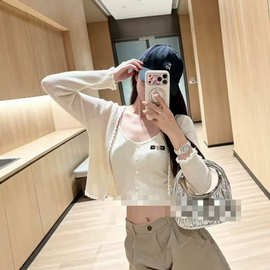 正确版本MU家木耳边针织外套+吊带两件套女减龄显瘦温柔风套装秋