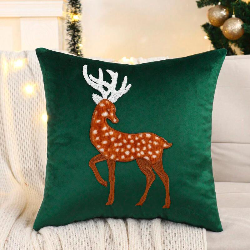 国境を越えた貿易クリスマス装飾枕カバーベルベット刺繍ヘラジカAmazon AliExpressワンピースドロップシッピングスポット|undefined