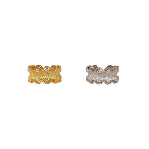 Court Style~ Lace Edge Diamond Ring for Women, Light Luxury High-End Simple Band Ring for Women, Unique Design Index Finger Ring