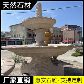 石雕喷泉花岗岩喷水球户外水池欧式花钵酒店庭院流水喷泉园林摆件