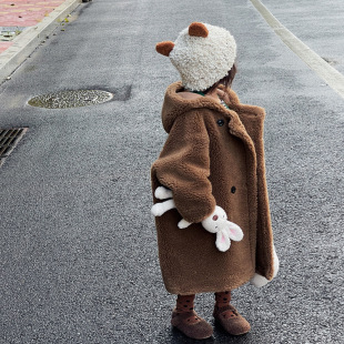 Children's Wool Outwear 2025 Winter New Teddy Boys and Girls Lamb Fur Outwear Baby Thickeneded Top