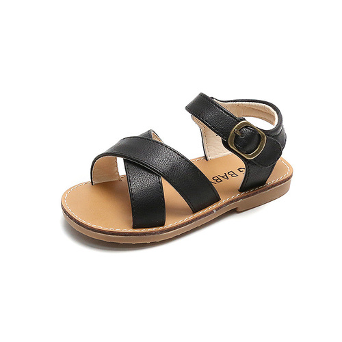 Summer new buckle beach shoes casual fashion cross sandals for boys and girls open toe soft sole princess shoes Roman shoes