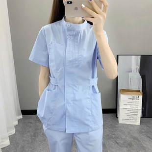 Nurse Uniform Short-Sleeved Women's Summer Short Split Suit Blue Doctor Two-Piece Set Nurse Oral Work Clothes Long-Sleeved