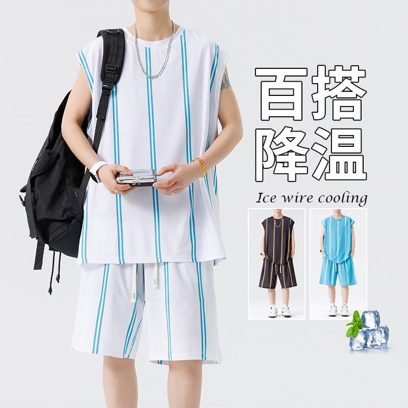 2025 verano nuevo traje deportivo hombre ropa de secado rápido correr ropa deportiva casual suelta hombre acondicionamiento de verano