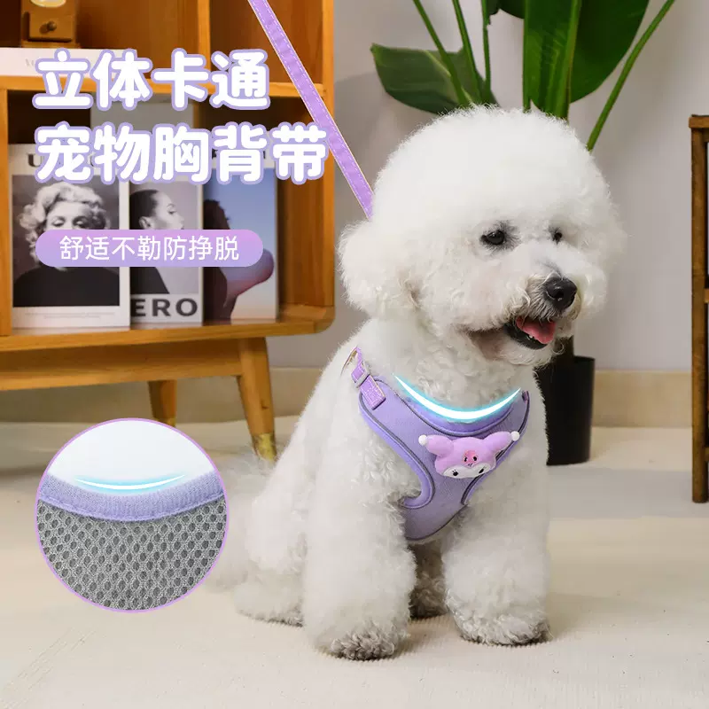 狗狗牵引绳立体可爱卡通胸背小型犬背心式防挣脱狗狗外出遛狗绳子