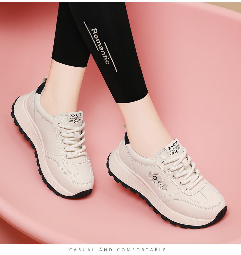 Chaussures blanches en cuir véritable, ballerines pour femme printemps-automne, chaussures de plage tendance, semelle souple en mesh, chaussures de sport et de loisirs légères_voghion.com