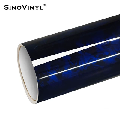 Fiber Center Console Interior Decoration: Automotive Film - 15217-m-pet-small-texture-flower-carbon-blue