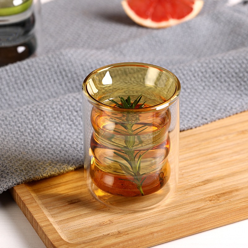 Doble capa leche desayuno taza espiral vidrio hogar color aislado taza de café creativo leche taza de jugo de té