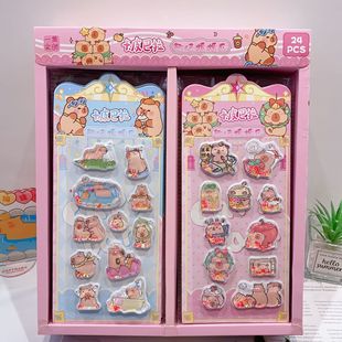 New Carto Kapibala Children's Shake Water Sticker Cute Crystal Three-dimensional Water Sticker DIY Hand Account Universal Sticker