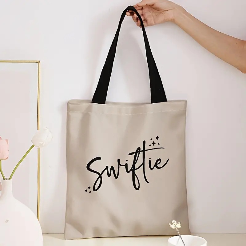 Inglés letra canción impresión bolsa de lona bolso de hombro plegable bolso de compras Amazon Venta caliente comercio exterior