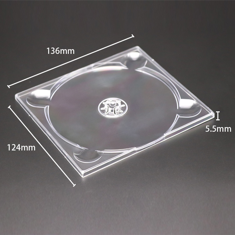 现货供应5.5mm透明方形重叠2碟CD托盘 DVD光碟包装盒