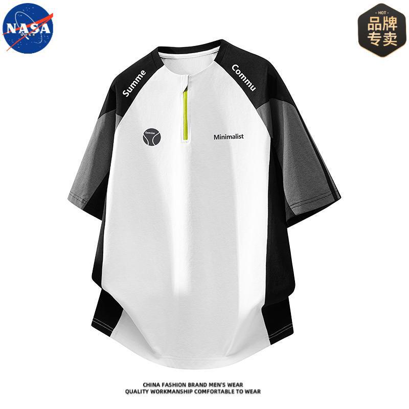 Nasa Quick-Drying Lightweight Cycling Clothing for Men and Women in Summer Contrasting Color Half-Zip Short-Sleeved T-Shirt Fitness Training Sports Top Nasa Quick-Drying Lightweight Cycling Clothing for Men and Women in Summer Contrasting Color Half-Zip Short-Sleeved T-Shirt Fitness Training Sports Top