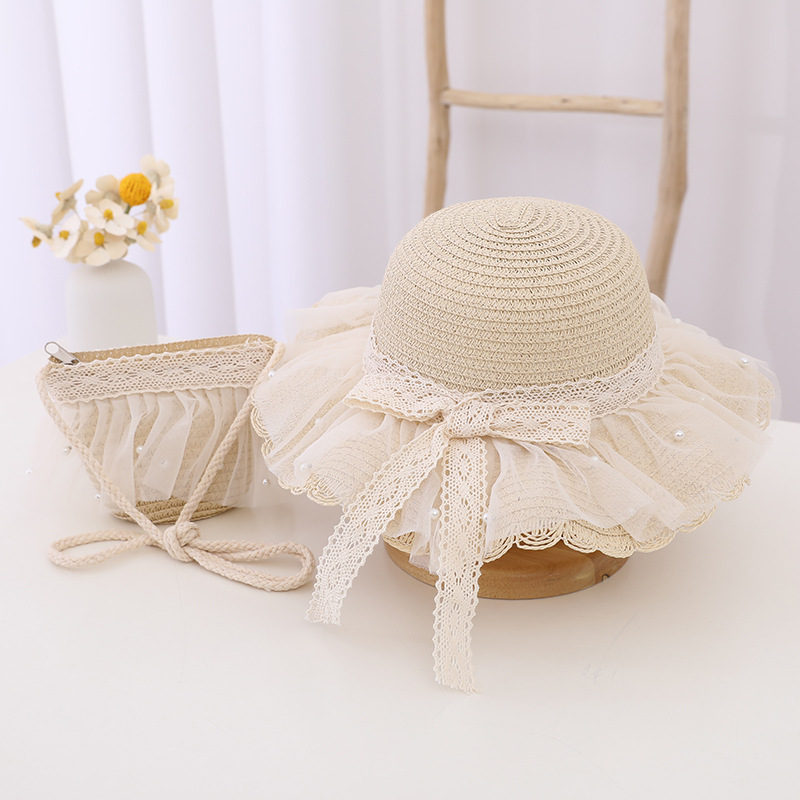 Summer foldable beach sun hat with bow