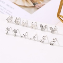 韩版森系精致小巧耳钉音符动物星星几何银针耳饰女摆地摊饰品批发