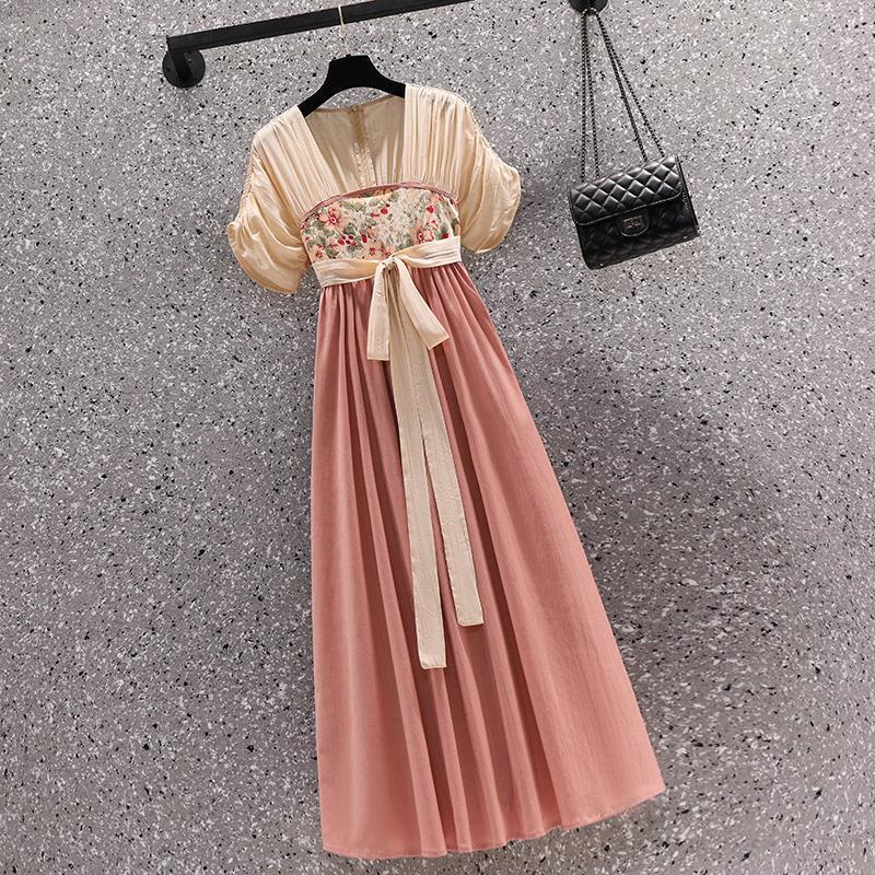 Vintage 2025 Summer Improved Elements New Hanfu National Style Printed Antique dress Dress Gentle Adult Women