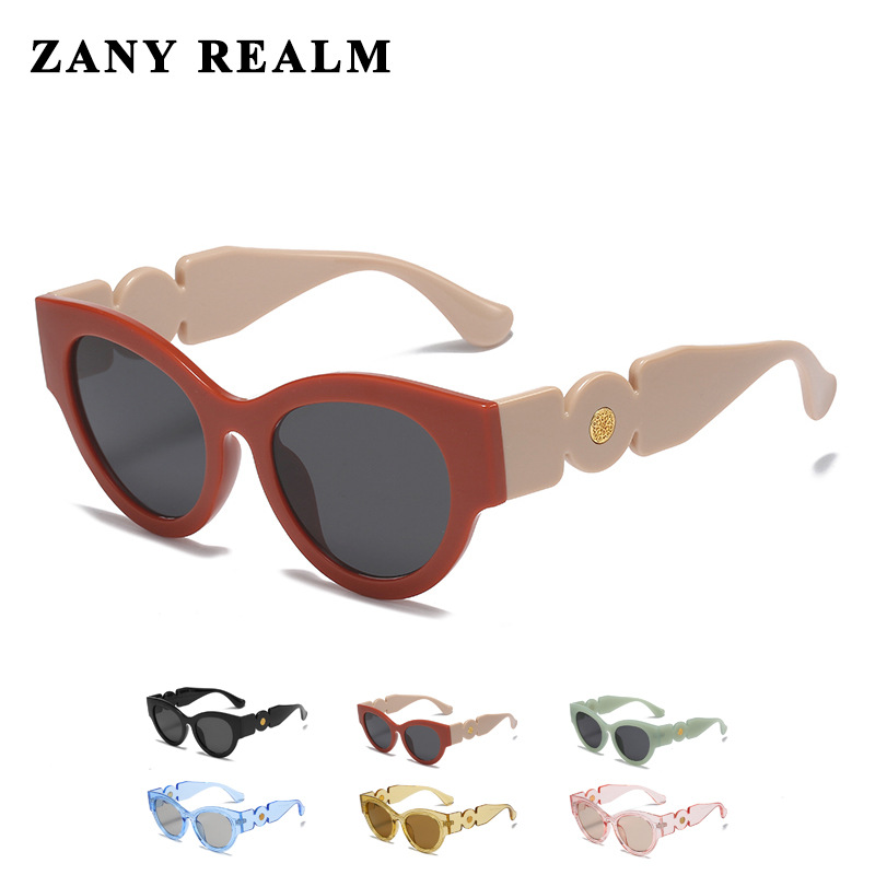 Nuevo retro francés marco redondo ojo de gato transfronterizo gafas de sol contraste color Amazon gafas de sol en vivo fabricante en stock