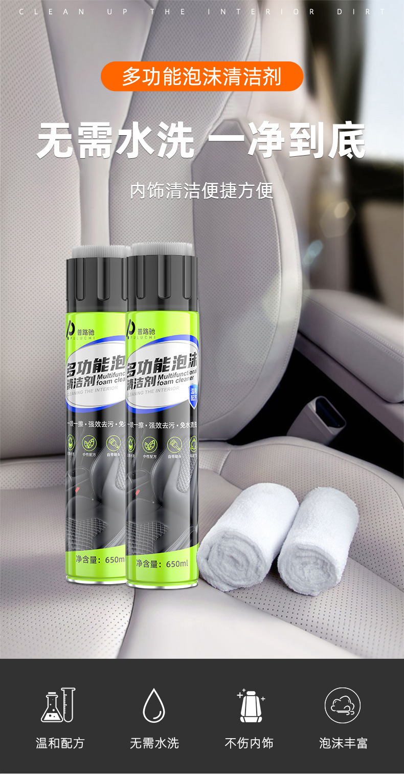 Multi-Functional Foam Cleaner, Car Interior Cleaning, Home Maintenance and Renovation Agent, Car Roof Cleaning Agent, Puluchi