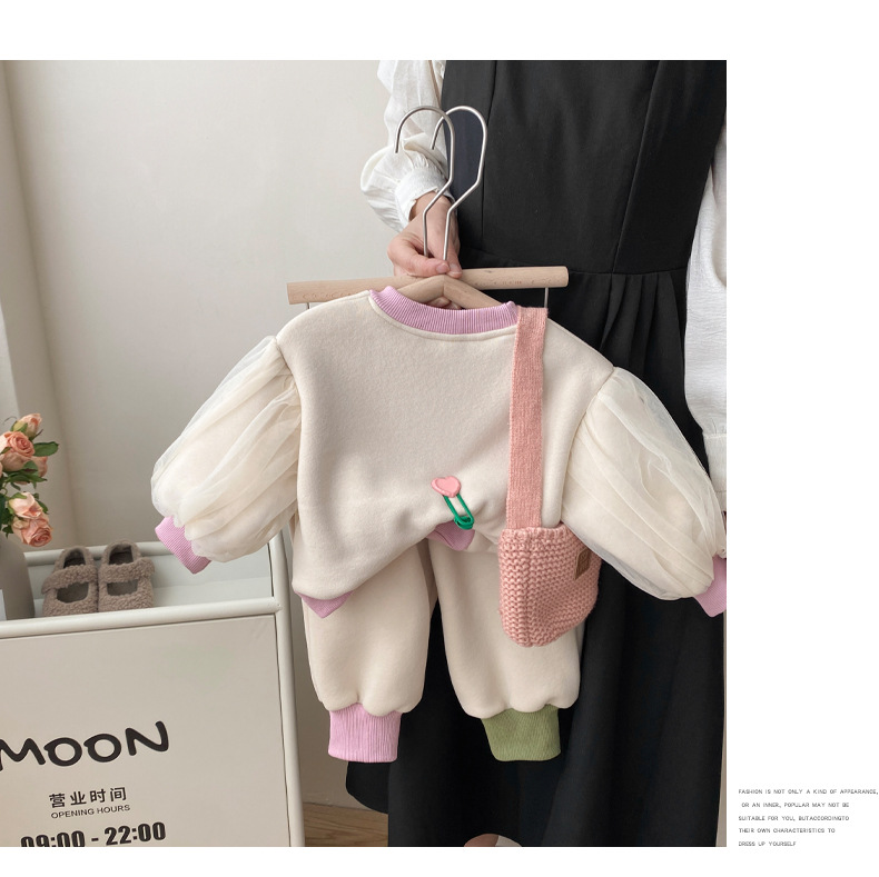 Pull épais et à la mode pour enfants, ensemble deux pièces en velours pour filles, nouvelle collection automne/hiver 2023_voghion.com