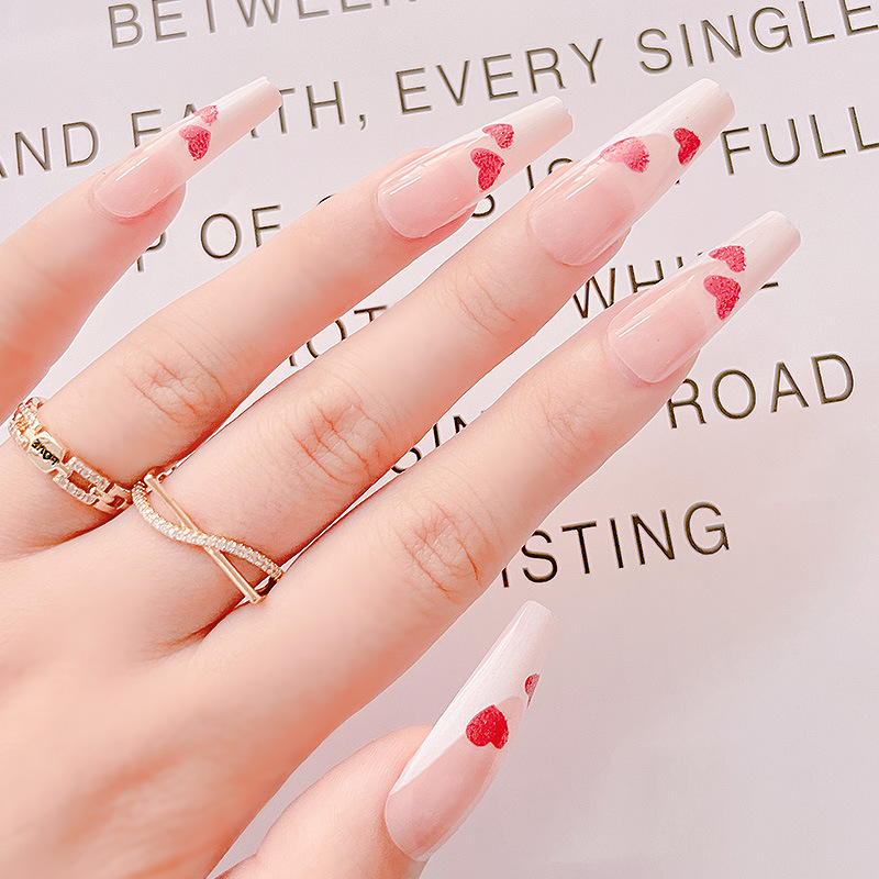 Nuevo producto de manicure 24 amor ballet manicure parche desmontable productos terminados de lámina de oro para usar uñas falsas