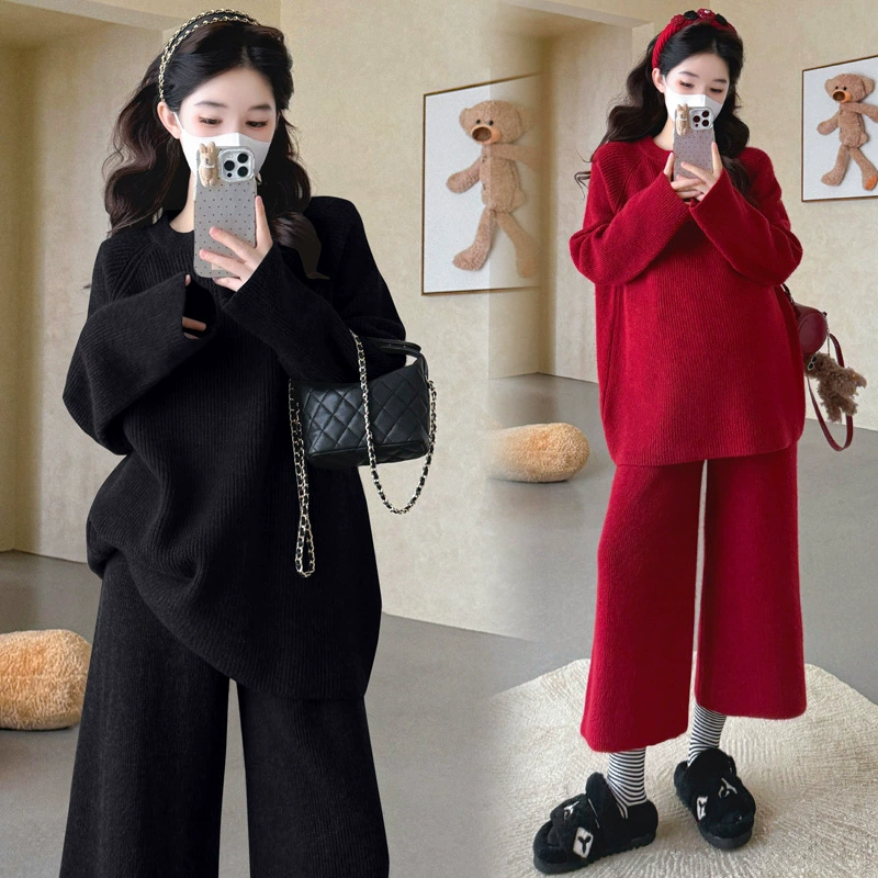 Sweater for pregnant, trousers for leisure, set, oversize