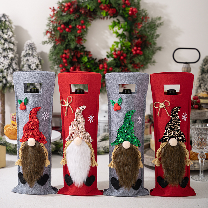 豪貝の新型クリスマス装飾ルドルフ酒瓶袋クリスマス酒瓶カバーパーティー装飾小人酒瓶カバー|undefined