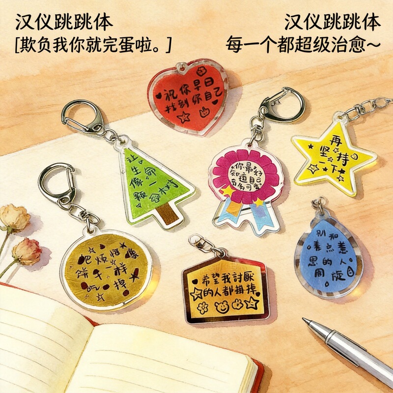 Popular High-Quality Inspirational Text Pendant Blessing Acrylic Keychain Student Gift Decoration Creative and Novel