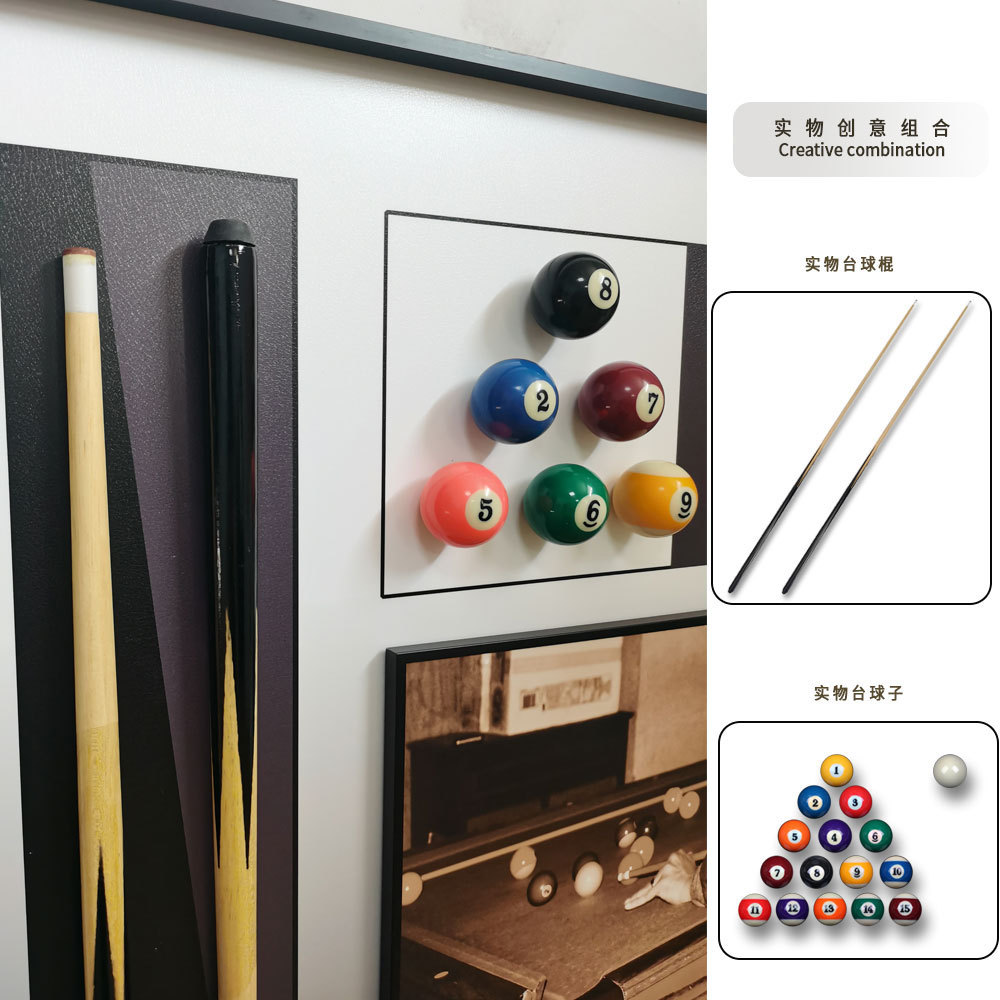 Pintura colgante de billar Sala de estar Sofá Fondo de pared Pintura decorativa Sala de billar física tridimensional Entrada Dormitorio Pasillo