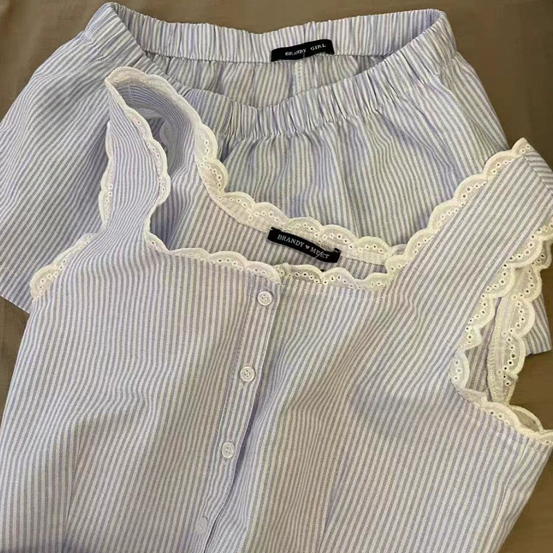 Summer cute shorts, thin pijama for leisure, set, lifting effect