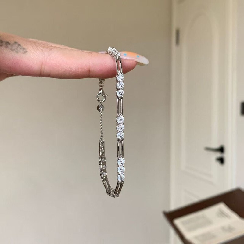 Vintage second-hand dazzling rhinestone double-layer bracelet for women, daily exquisite light luxury, elegant and high-end jewelry