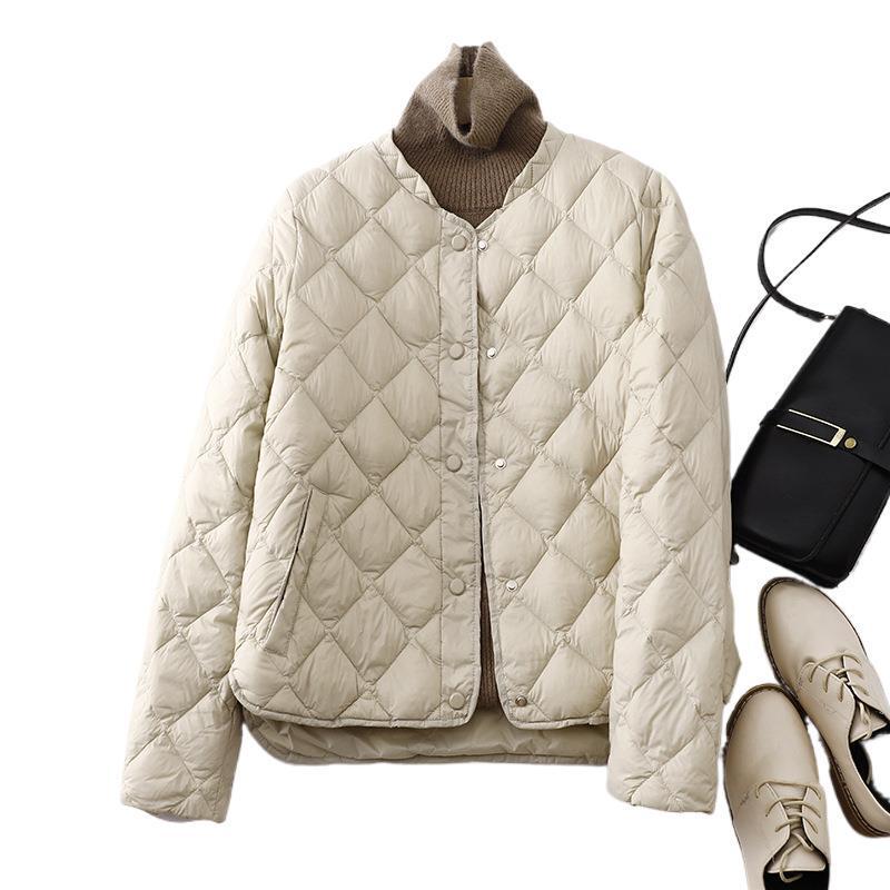 Italian Designer Brand Cut Label Lightweight Quilted down Cotton Jacket for Women, Autumn and Winter Fashion Versatile Short Cotton Coat