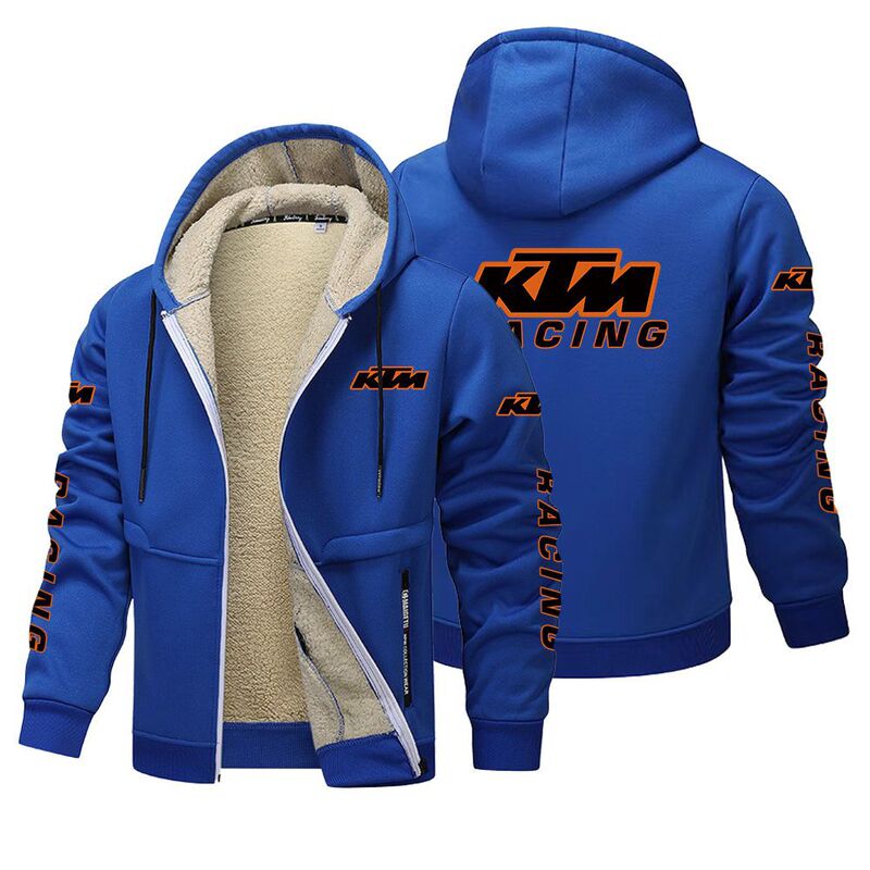 [European Size Lamb Wool Sweatshirt] Ktm Off-Road Motorcycle Logo Printed Non-Fleece Lined Cotton Sports Jacket