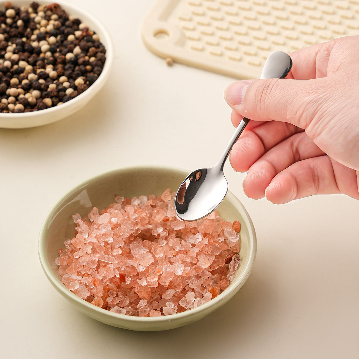 Edelstahl Kaffeelöffel Liewensmëttelgrad Fir Gewierzer Kleng_voghion.com