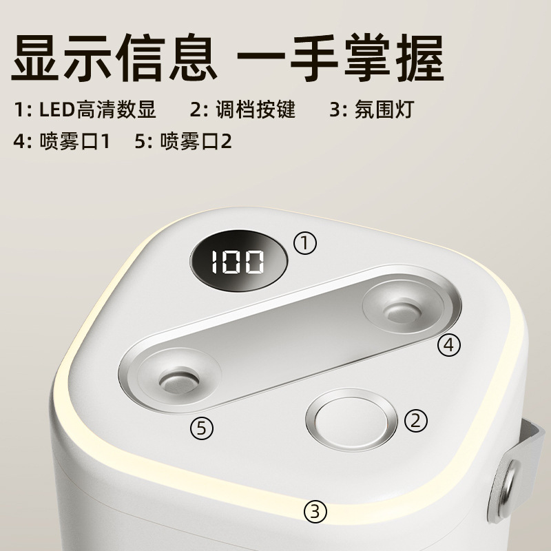 新款大容量接入米家APP加湿器桌面家用补水神器氛围灯加湿器小型|undefined