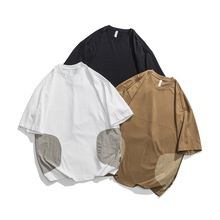 北界男装 美式潮牌2025春季新款270G拼接口袋短袖T恤男打底衫tee